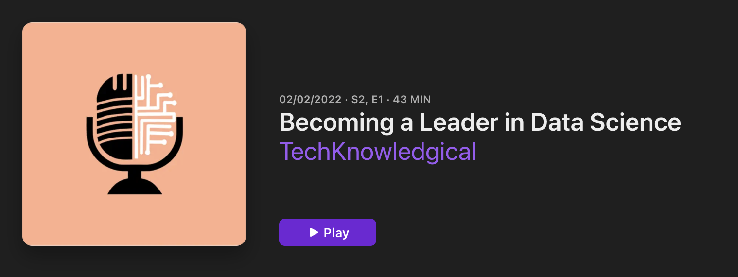 Becoming a Leader in Data Science Podcast